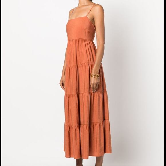 LAgence Linen Spaghetti Strap Midi Dress Medium New Retails $485 - Picture 4 of 6